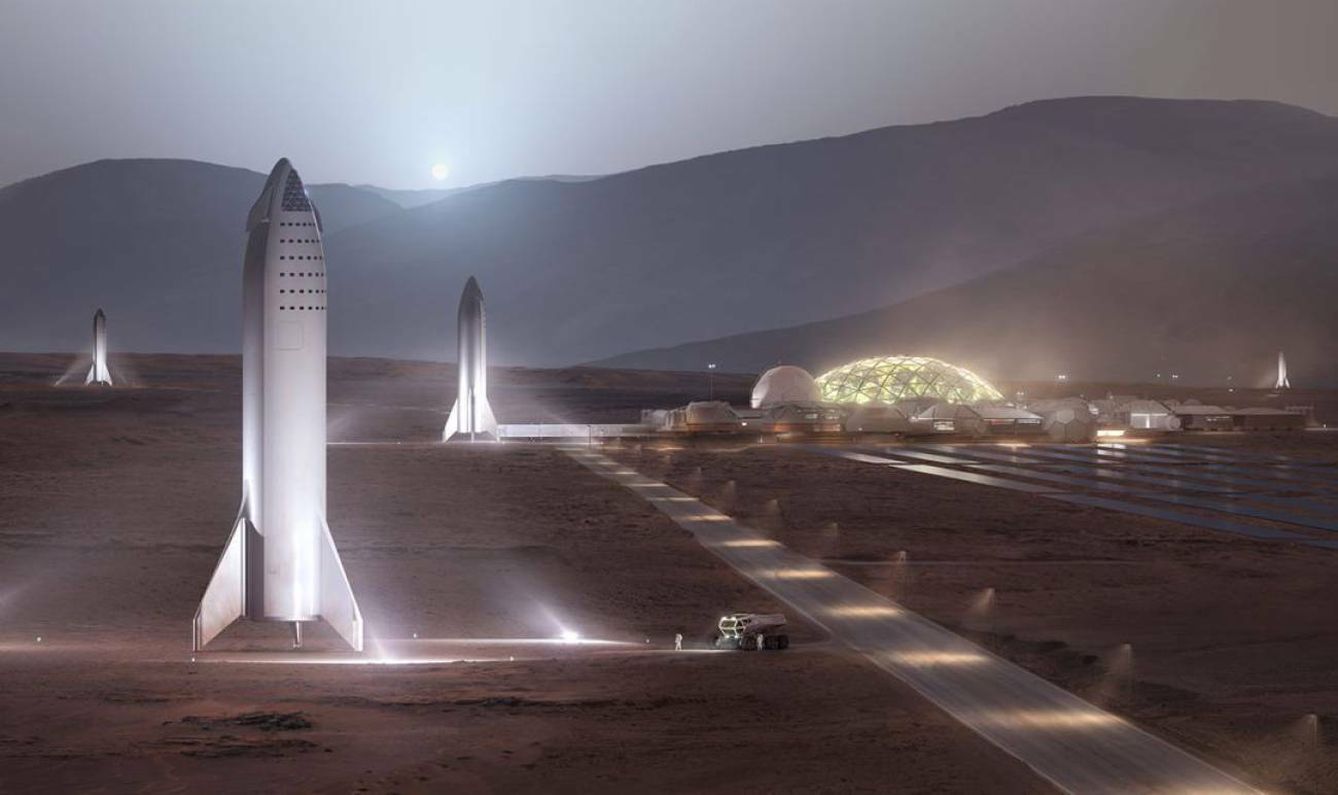 Así es como Musk se imagina la primera colonia humana en Marte. (SpaceX)