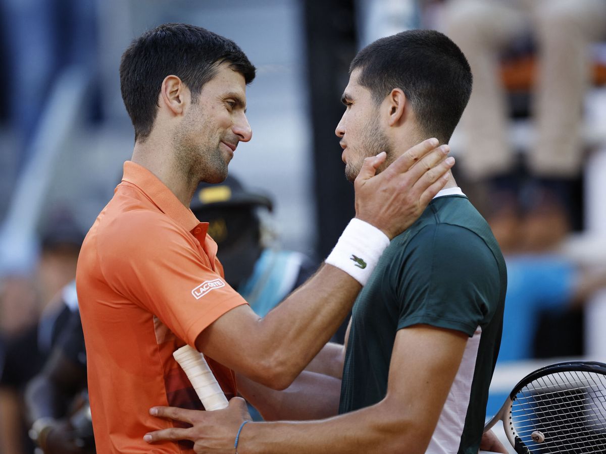 Foto: Novak Djokovicy Carlos Alcaraz, durante el Mutua Madrid Open 2022. (REUTERS/Juan Medina).