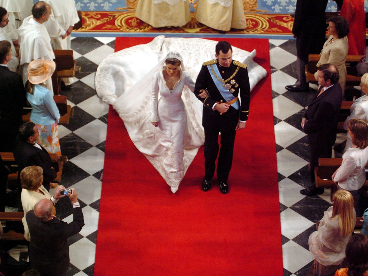 Foto: La boda de Felipe y Letizia, el 22 de mayo de 2002. (Getty)