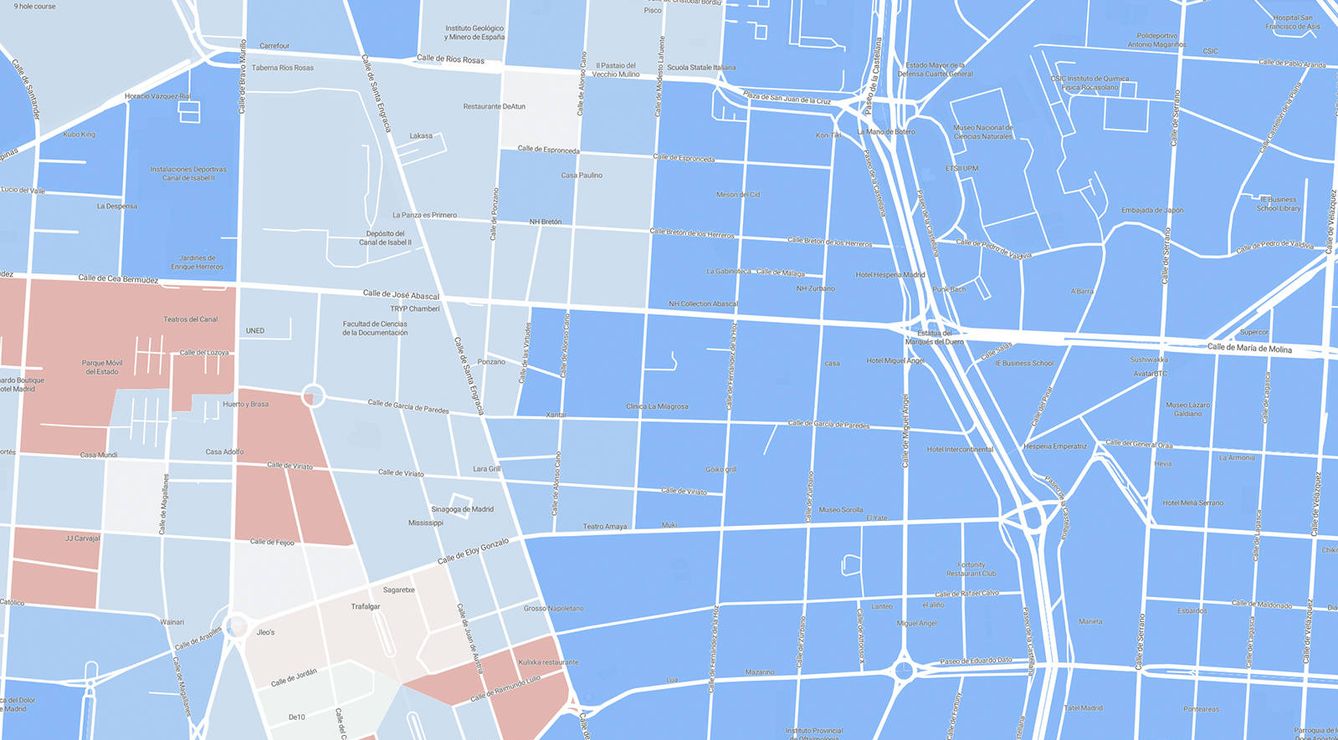 Mapa de resultados de 2019 en el barrio de Ayuso.