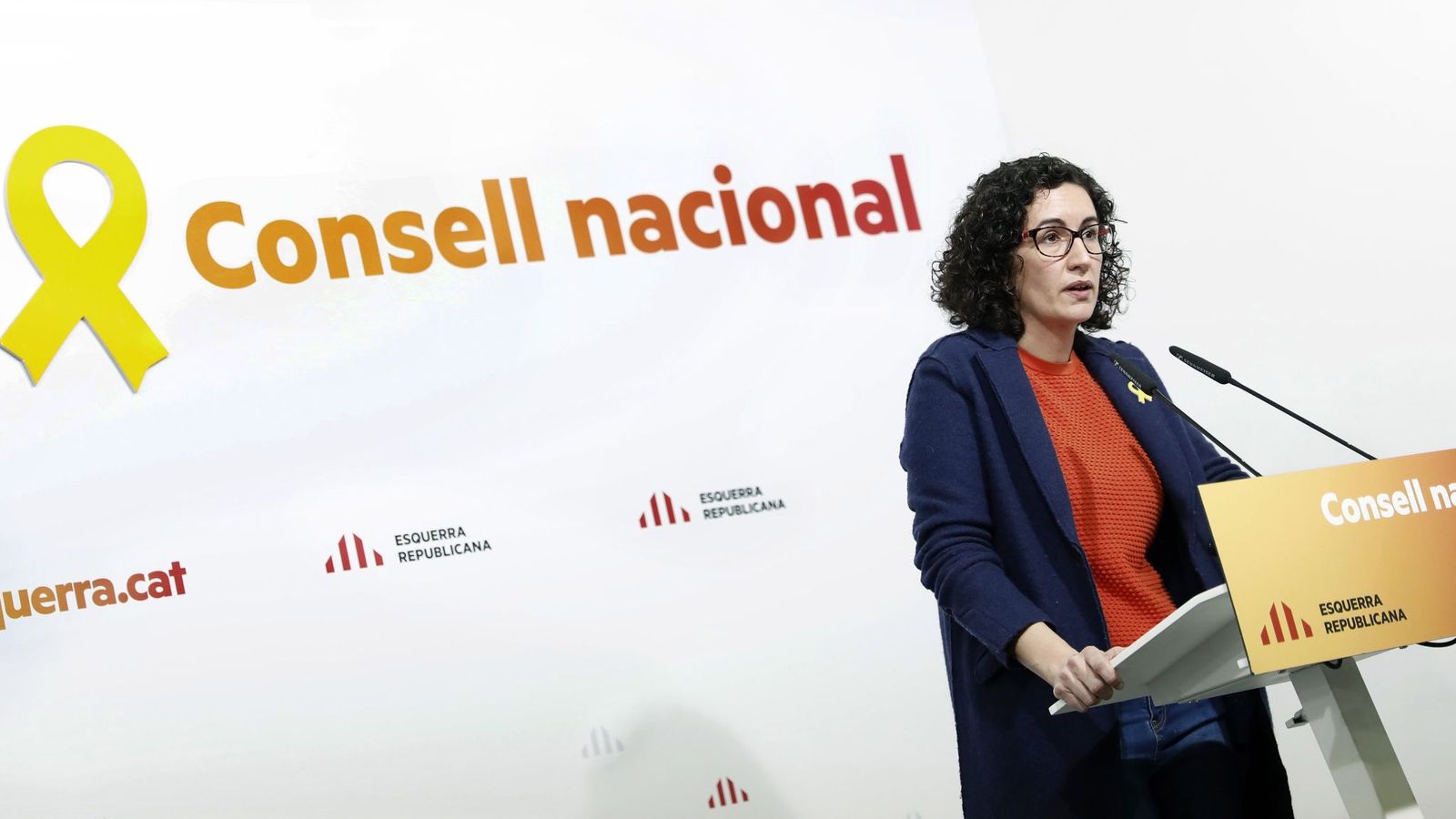 Foto: La secretaria general de ERC, Marta Rovira, durante su intervención en la reunión del Consell Nacional del partido. (EFE)