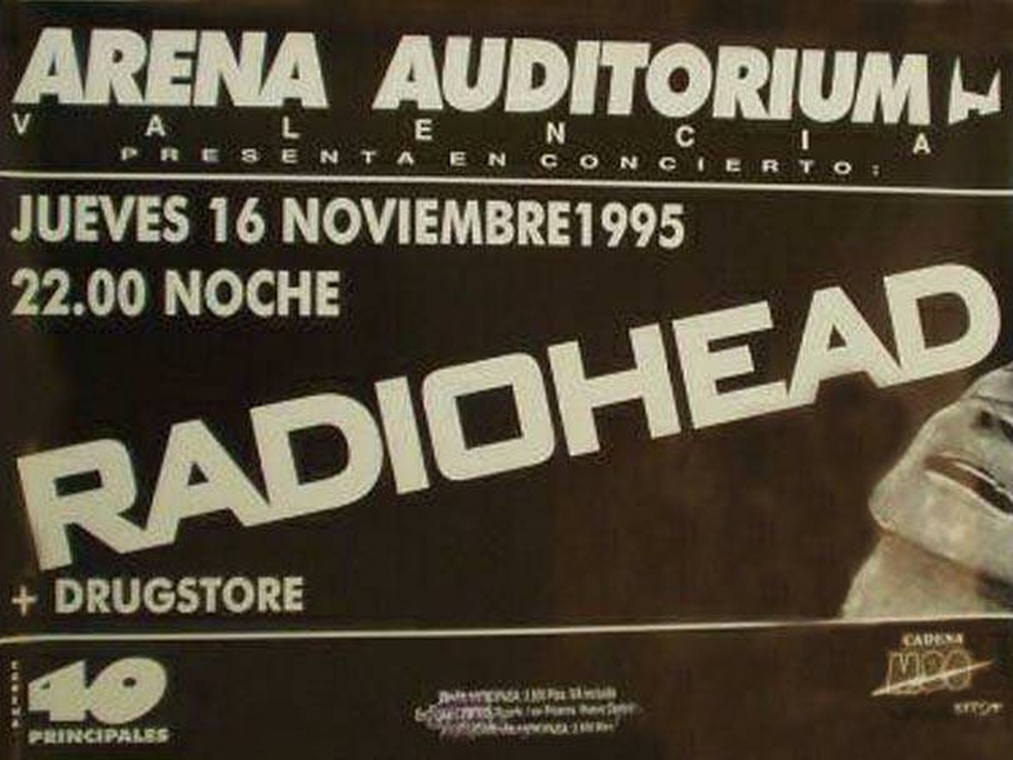 Cartel de Radiohead en Valencia 1995.