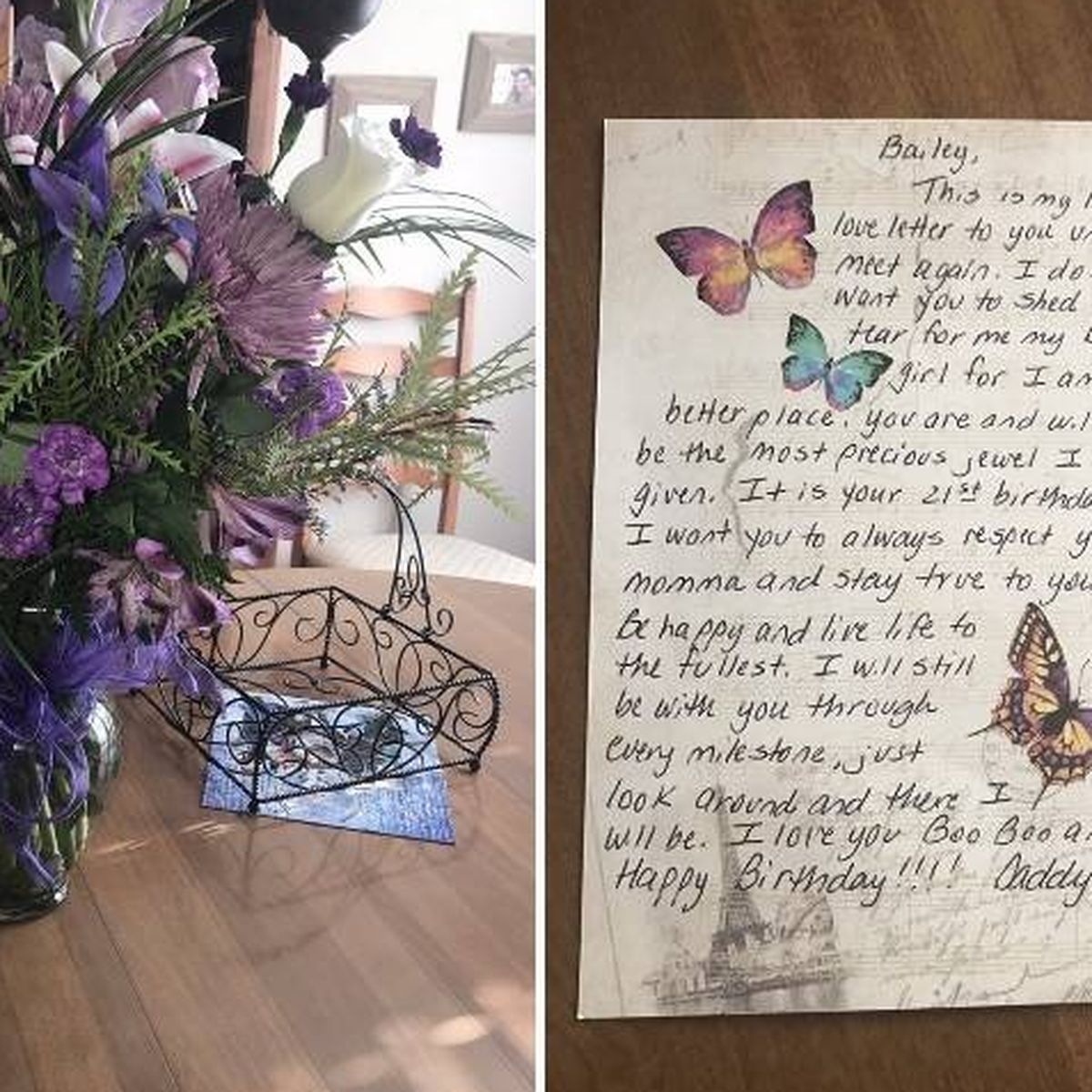 Esta chica recibe cada cumpleaños un ramo de flores y una carta de su padre  fallecido