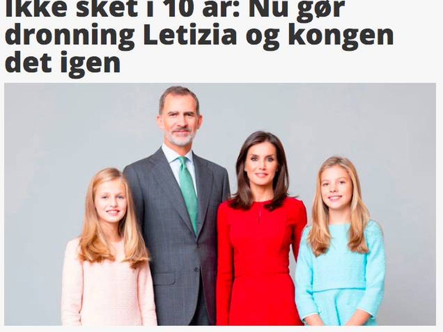 Las fotografías oficiales de los reyes y sus hijas en el portal danés 'Billed Bladet'.