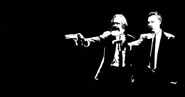 Foto: Karl Marx y Friedrich Nietzsche en un fotomontaje inspirado por 'Pulp Fiction'