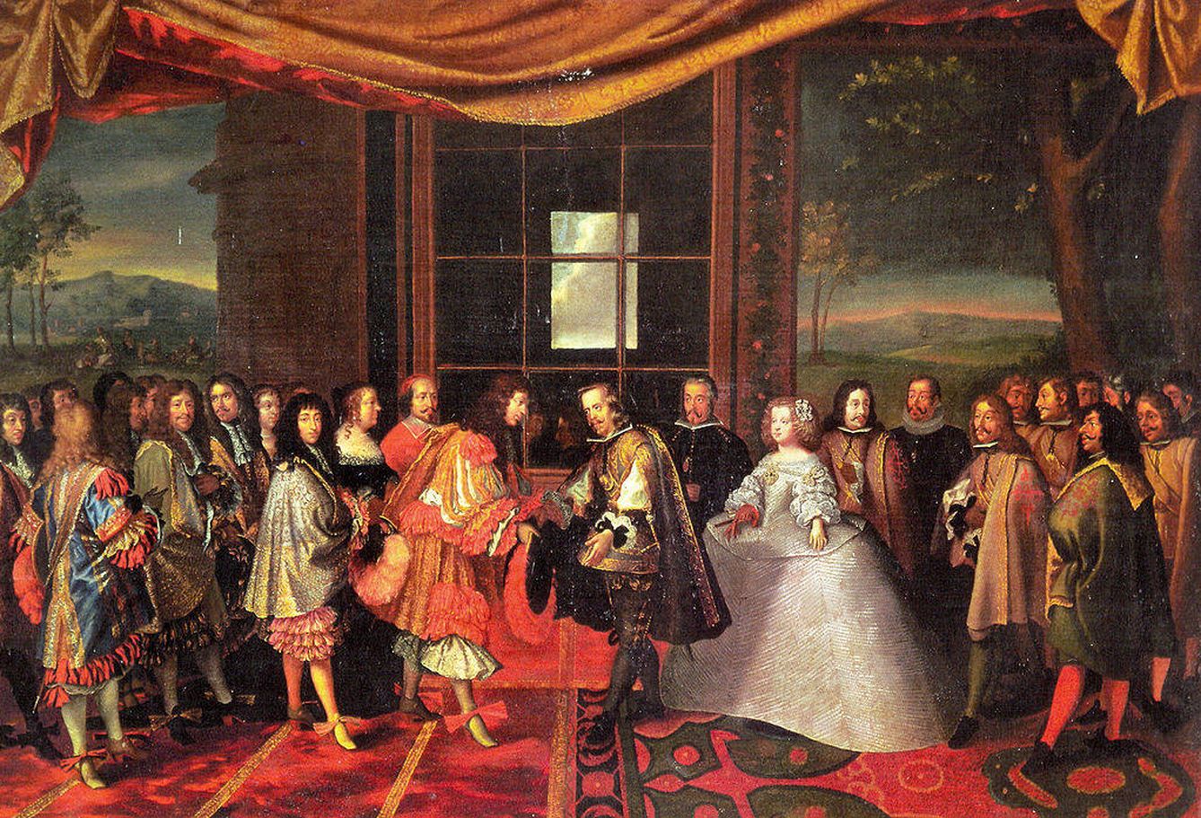 'La entrevista de Luis XIV y Felipe IV en la isla de los Faisanes', de Jacques Laumosnier (1660).