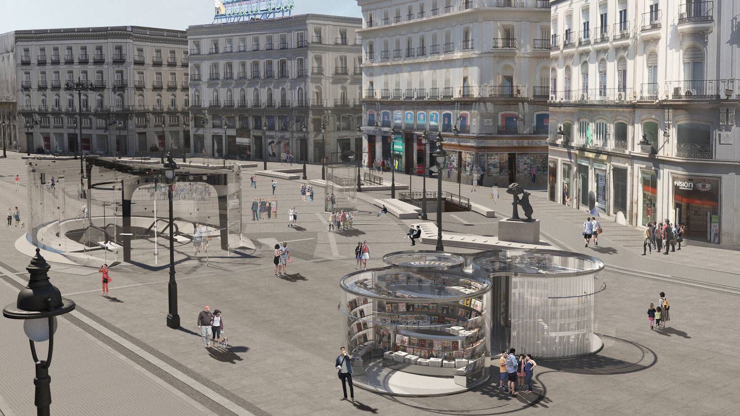 Recreación de los nuevos quioscos y acceso a Cercanías de la Puerta del Sol. (Ayuntamiento de Madrid)