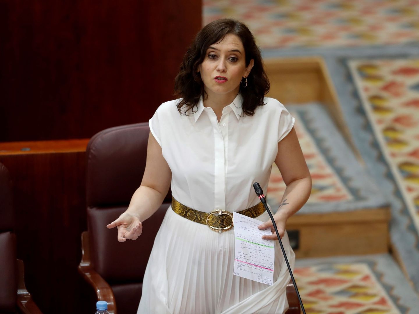La presidenta regional, Isabel Díaz Ayuso, en la Asamblea de Madrid, el pasado jueves. (EFE)