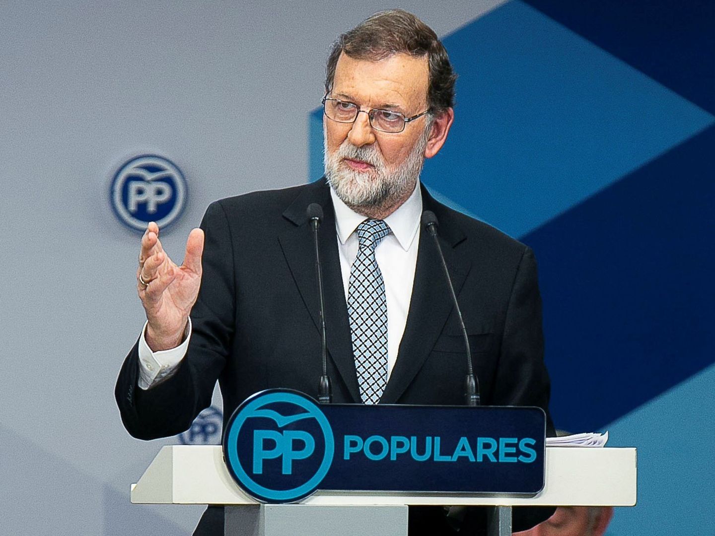 Mariano Rajoy, durante su intervención en Génova. (EFE)