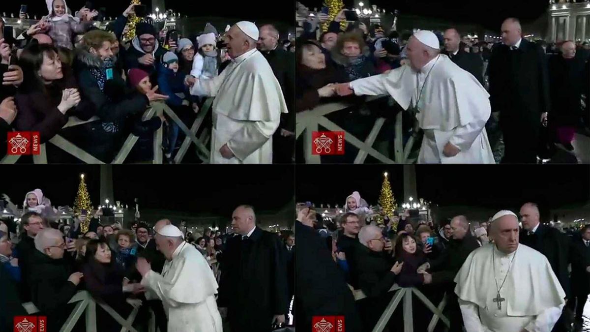 El Papa pide disculpas por reprender a una mujer que le tiró del brazo bruscamente