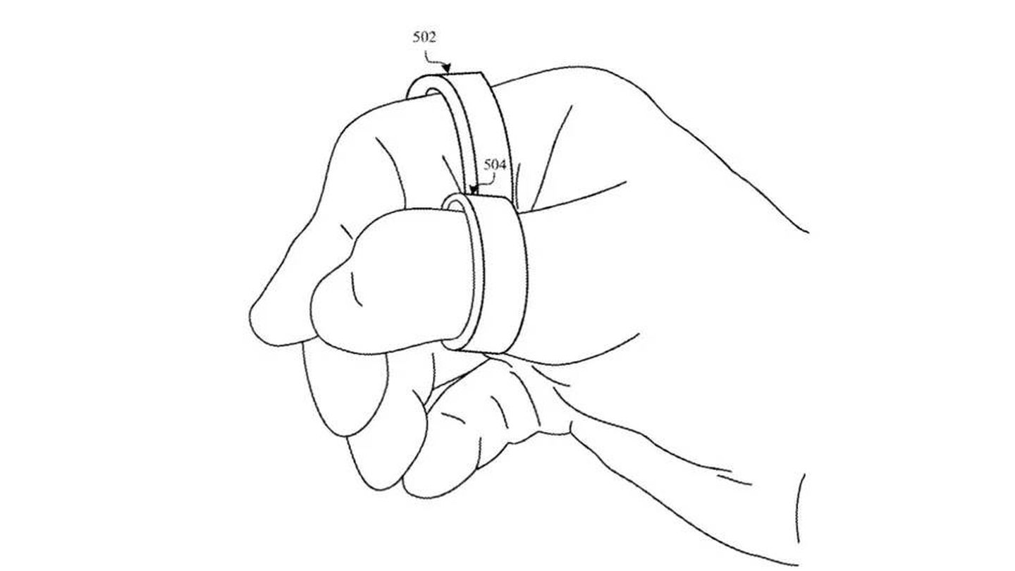 Diagrama de la patente de Apple con los dos anillos con emisores láser (Apple/USPTO)