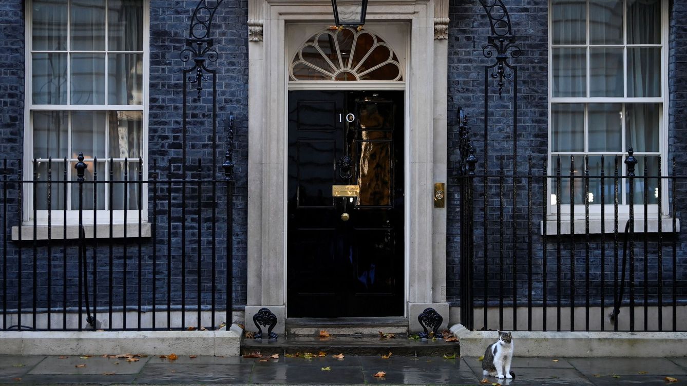 Foto: El gato Larry se sienta fuera del número 10 de Downing Street. (Reuters/Toby Melville)