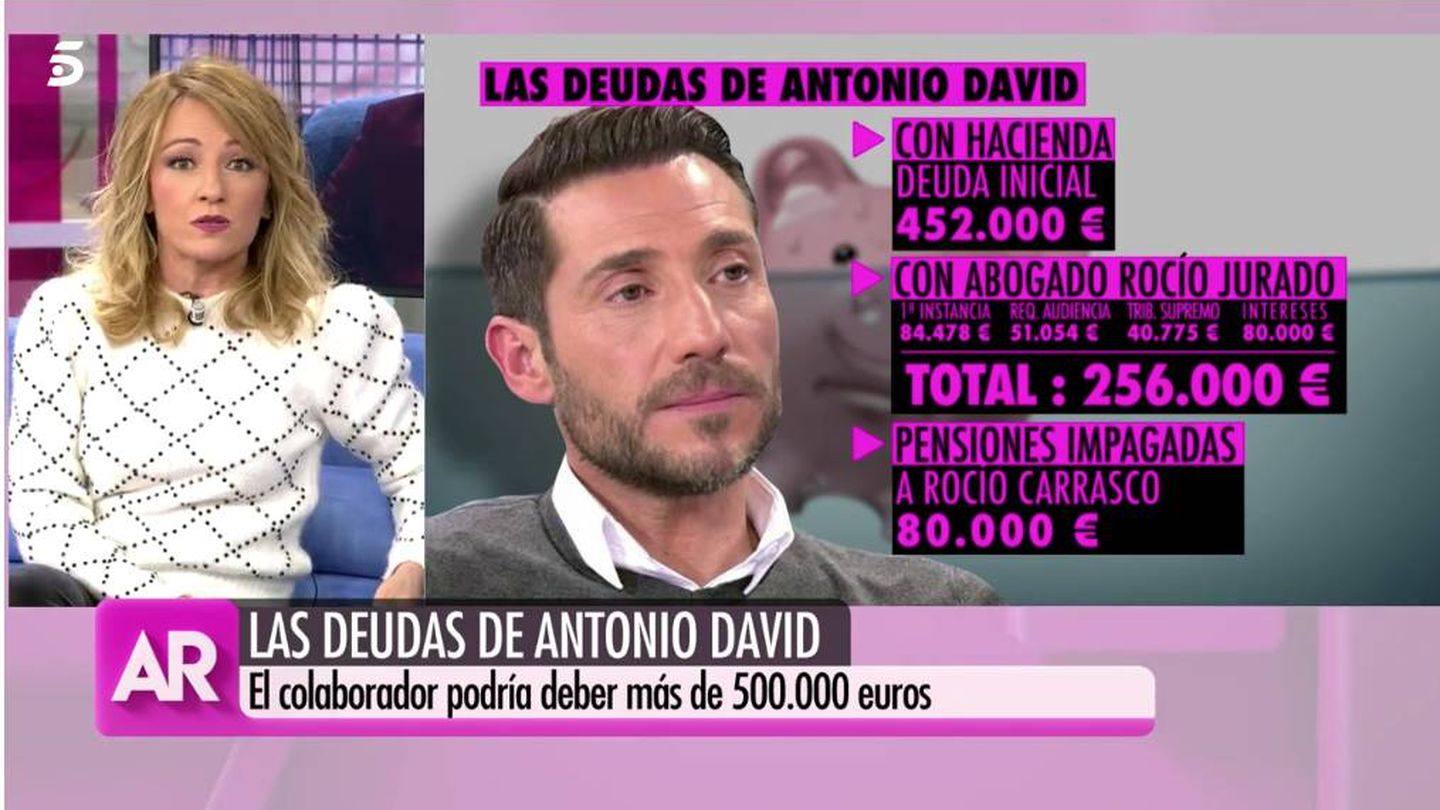 Las deudas que arrastraría Antonio David Flores. (Captura Mediaset)