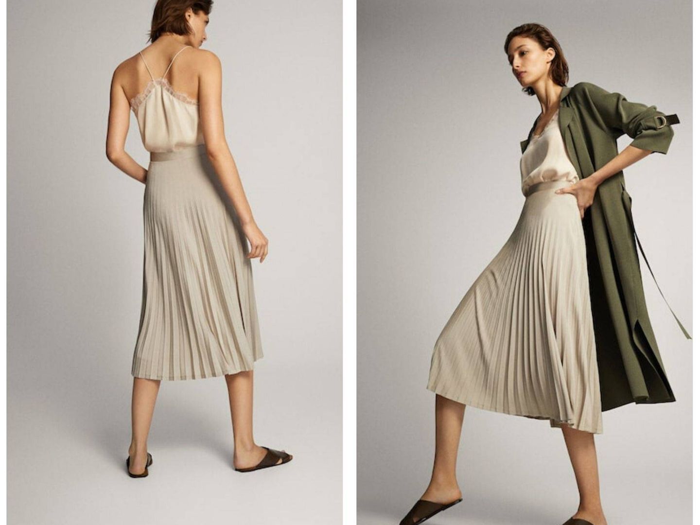 En color beige muy claro, así es esta falda plisada de Massimo Dutti (Cortesía)
