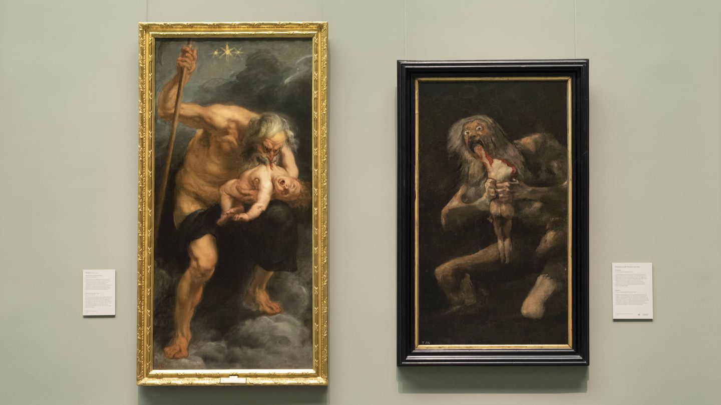 ‘Saturno devorando a su hijo’, por Pedro Pablo Rubens (1636-1638) y Francisco de Goya (1820-1823), en su nueva ubicación. Museo del Prado.