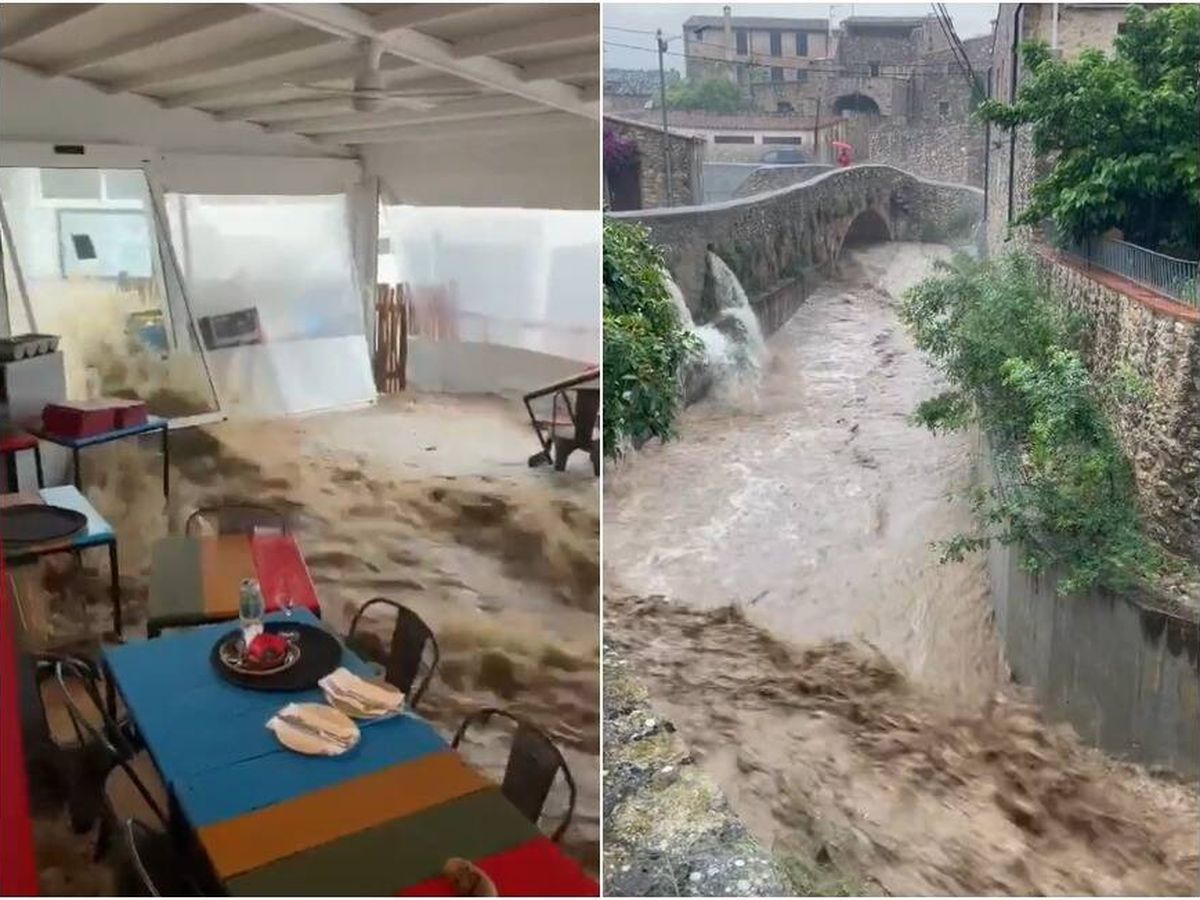 Foto: Las sorprendentes imágenes de las lluvias e inundaciones en Cataluña: así se han vivido los destrozos (X/@MeteoGasso/@LluisBlavi)