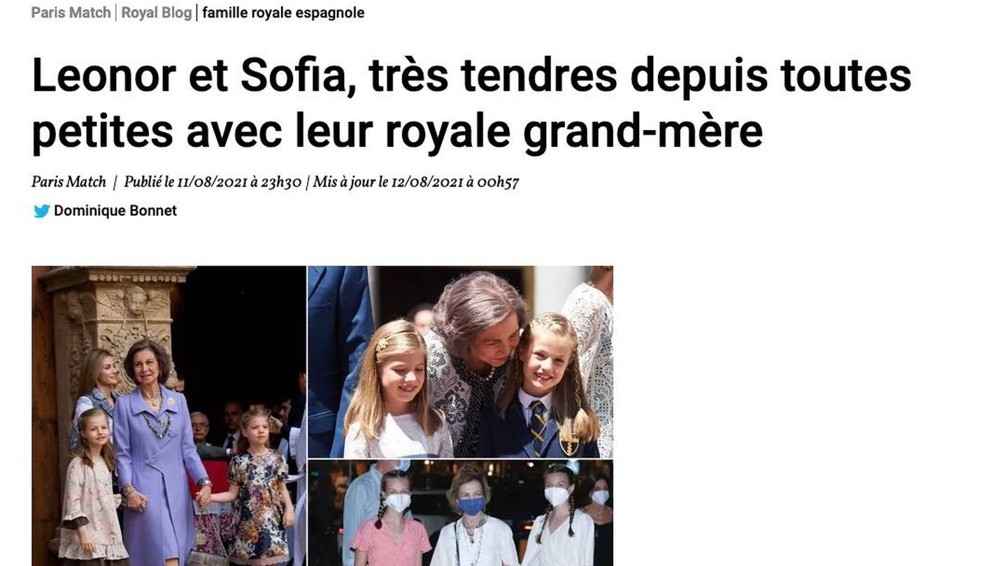 El artículo de 'Paris match' sobre la reina Sofía y sus nietas. 