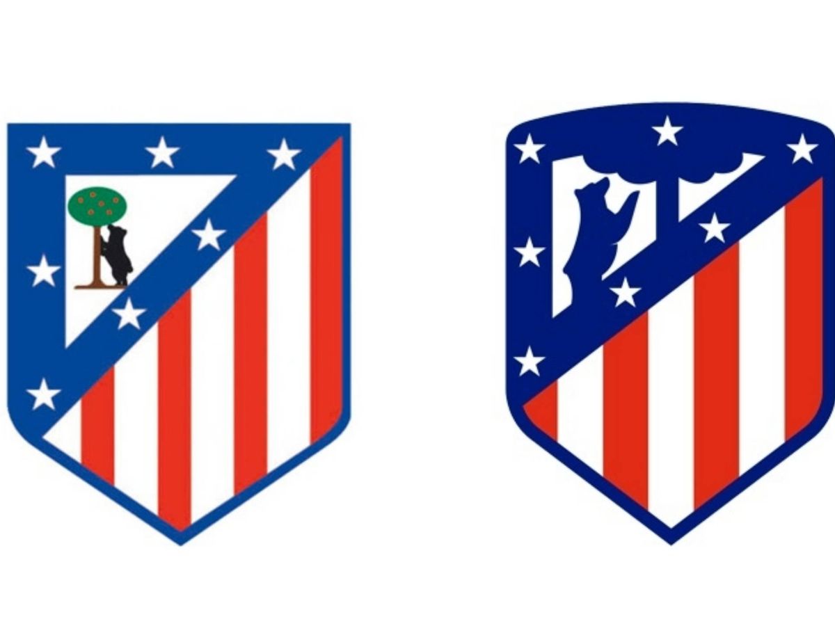 Foto: El escudo anterior y posterior al año 2017 del Atlético de Madrid.