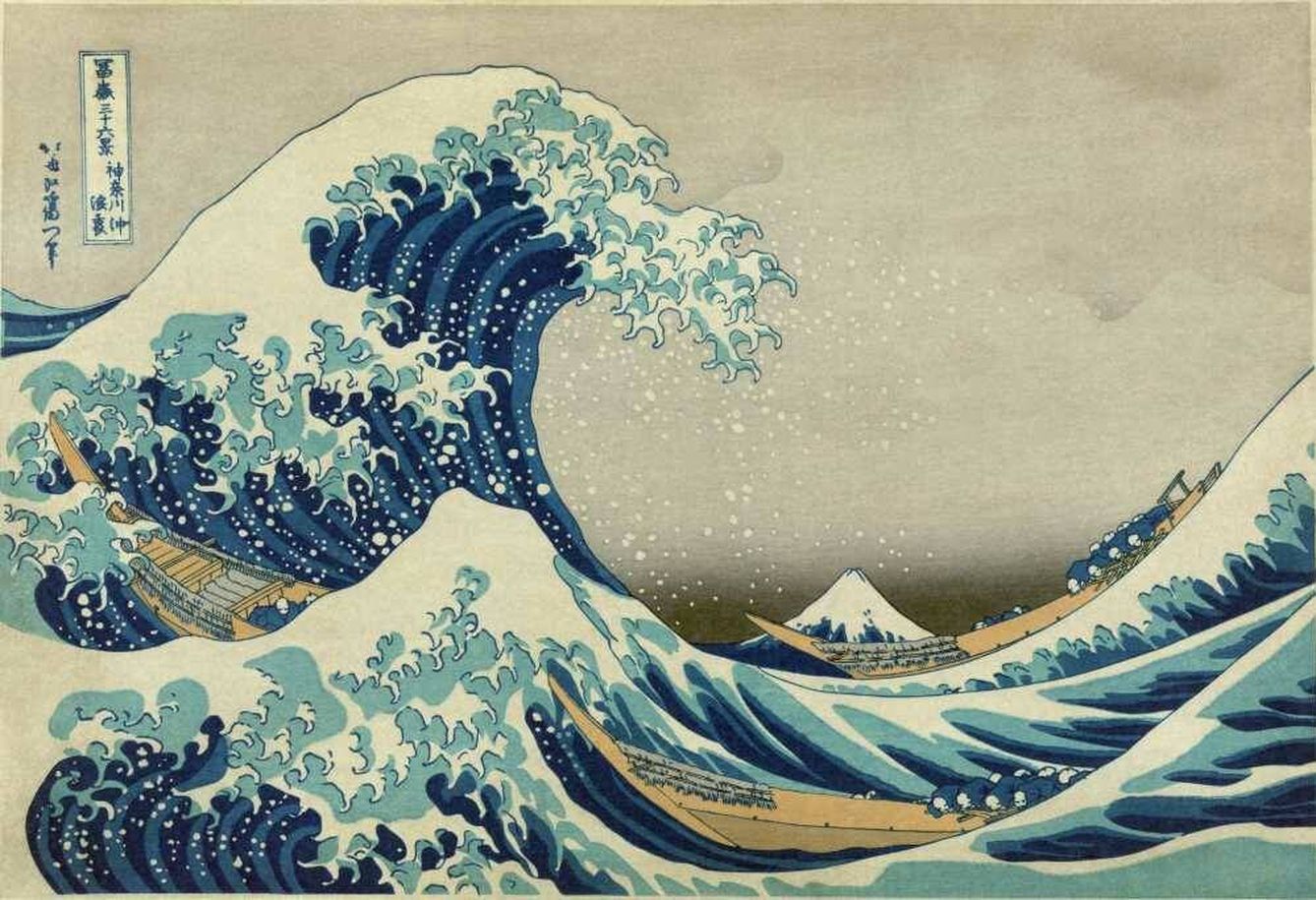 La gran ola de Kanagawa de Treinta y seis vistas del Monte Fuji. Katsushika Hokusai. 1831-33. Metropolitan Museum of Art. New York.