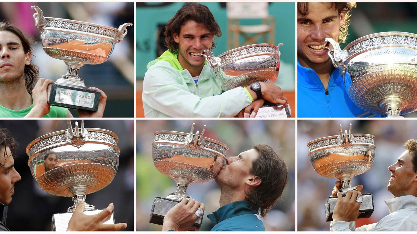 Montaje de imágenes de Rafa Nadal en Roland Garros. (Reuters)