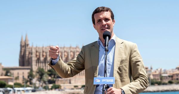 Foto: El presidente nacional del PP, Pablo Casado, interviene en un acto celebrado hoy en Palma de Mallorca (Efe)