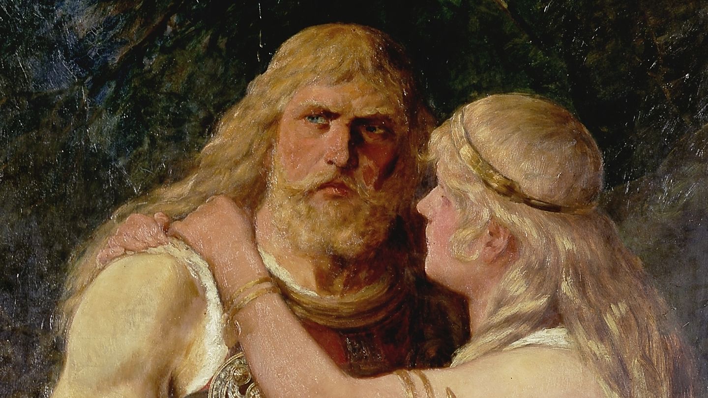 'Arminio se despide de Thusnelda', pintura de Johannes Gehrts, 1884.