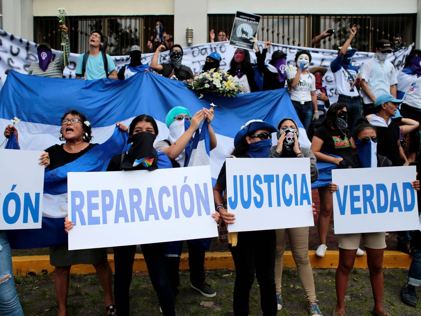  Manifestantes en Nicaragua. (Reuters)