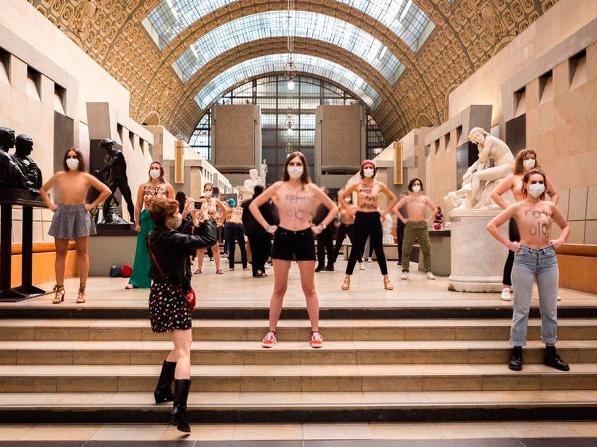 Foto: Una veintena de mujeres protestó de esta manera en el Museo de Orsay de París (Facebook/FEMEN)