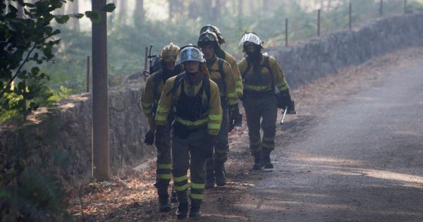 Foto: Bomberos trabajando en un incendio forestal en Galicia. (Efe)
