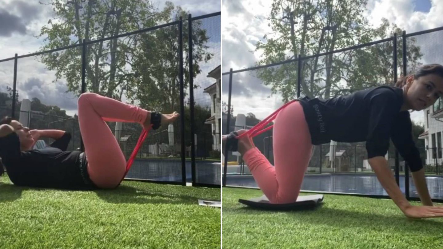 Eva Longoria y sus ejercicios para fortalecer los glúteos. (Instagram @evalongoria)