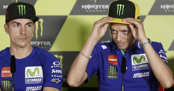 Foto: Viñales junto a Rossi en la rueda de prensa de Montmeló de este año. (EFE)