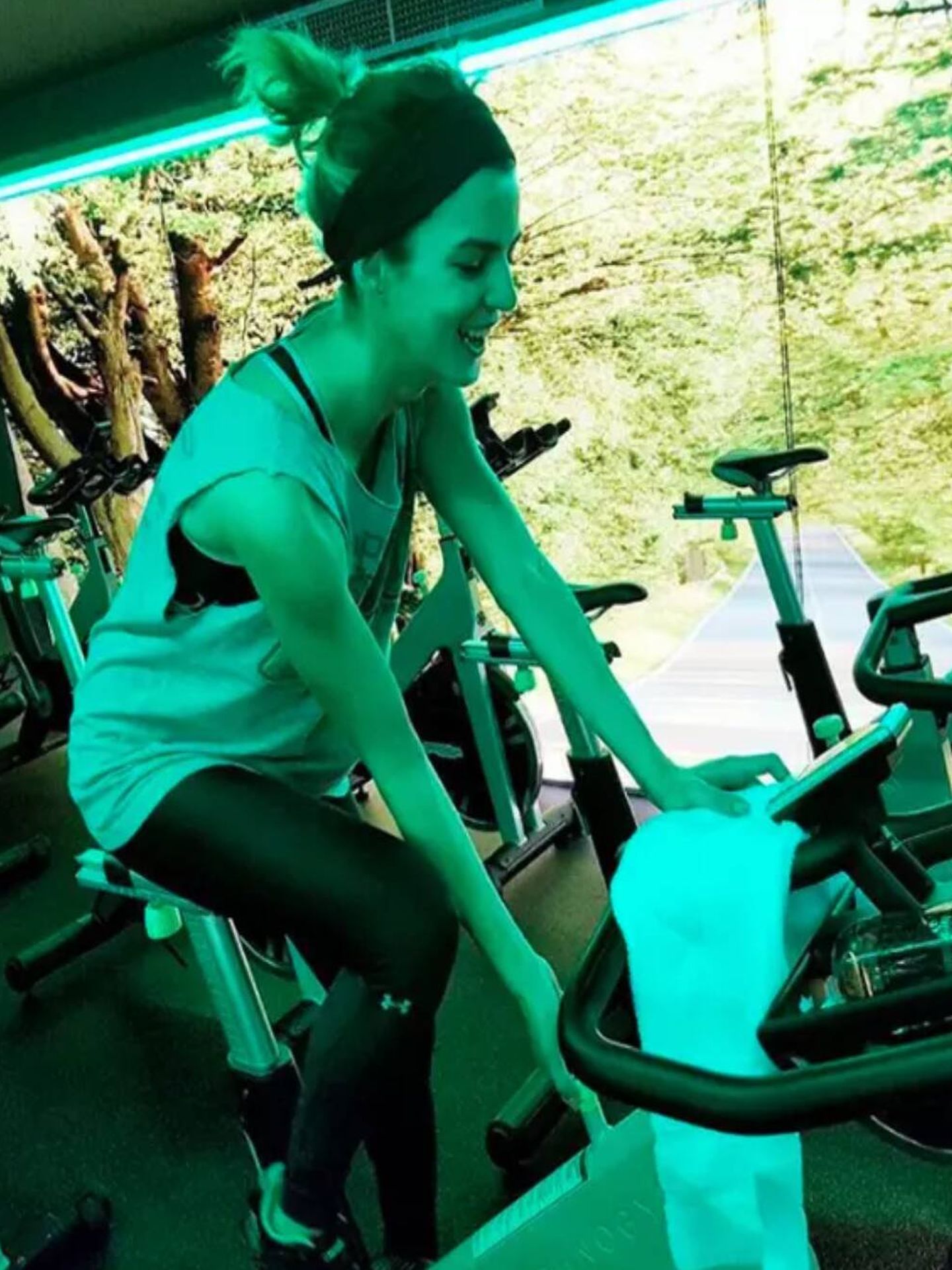 Clara Lago en una clase de spinning (Instagram/@claralago1)
