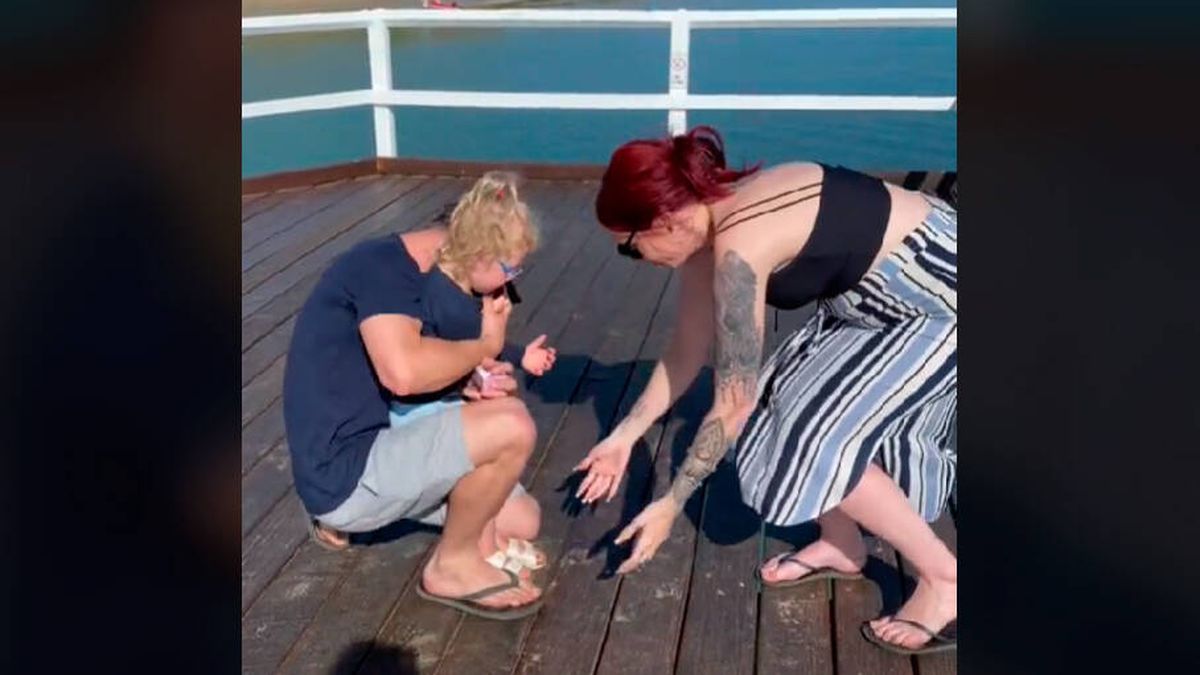 Pidió la mano a su novia en un embarcadero con ayuda de su hija: ¿qué podía salir mal?
