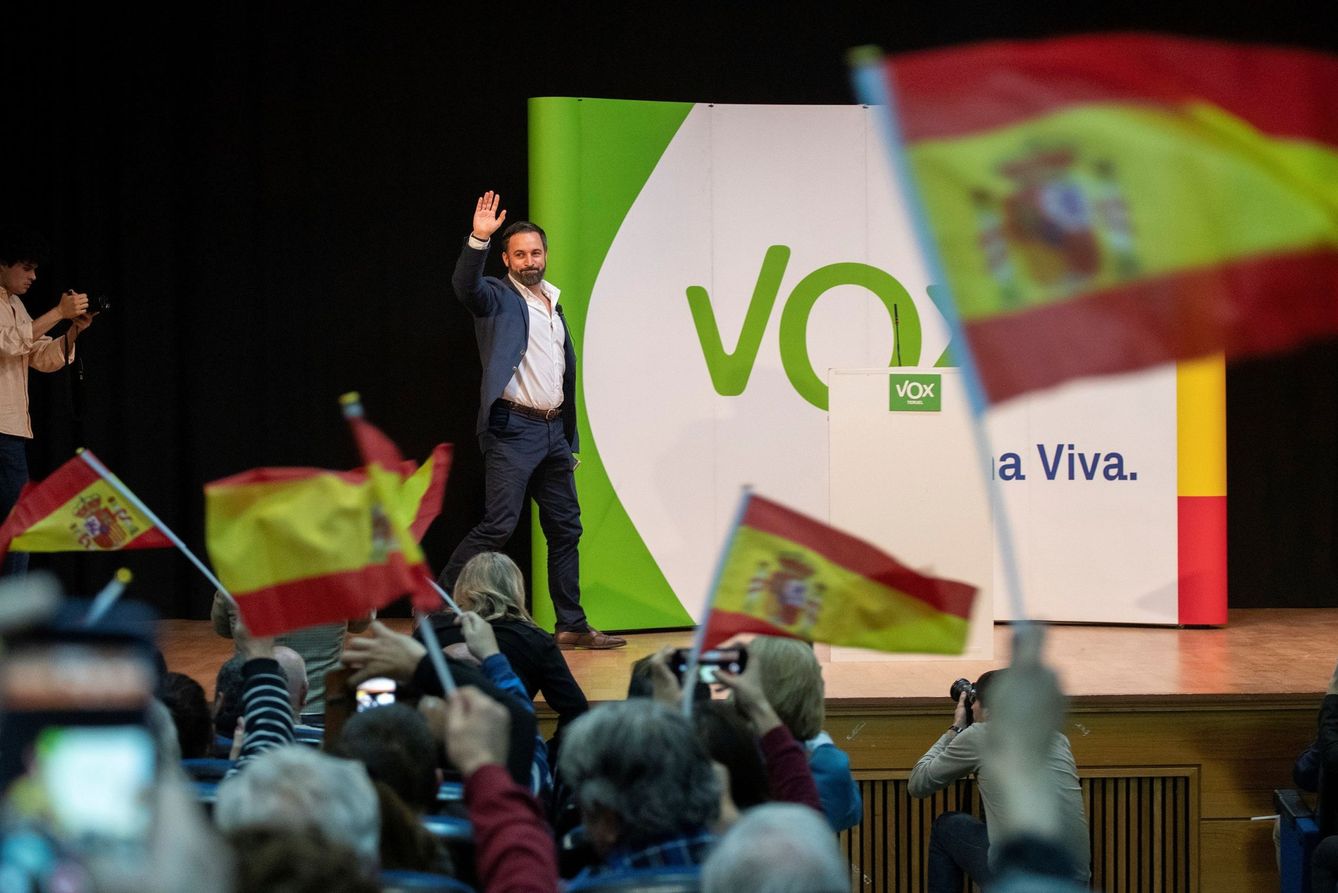 Santiago Abascal, presidente de Vox, en un acto electoral. (EFE)