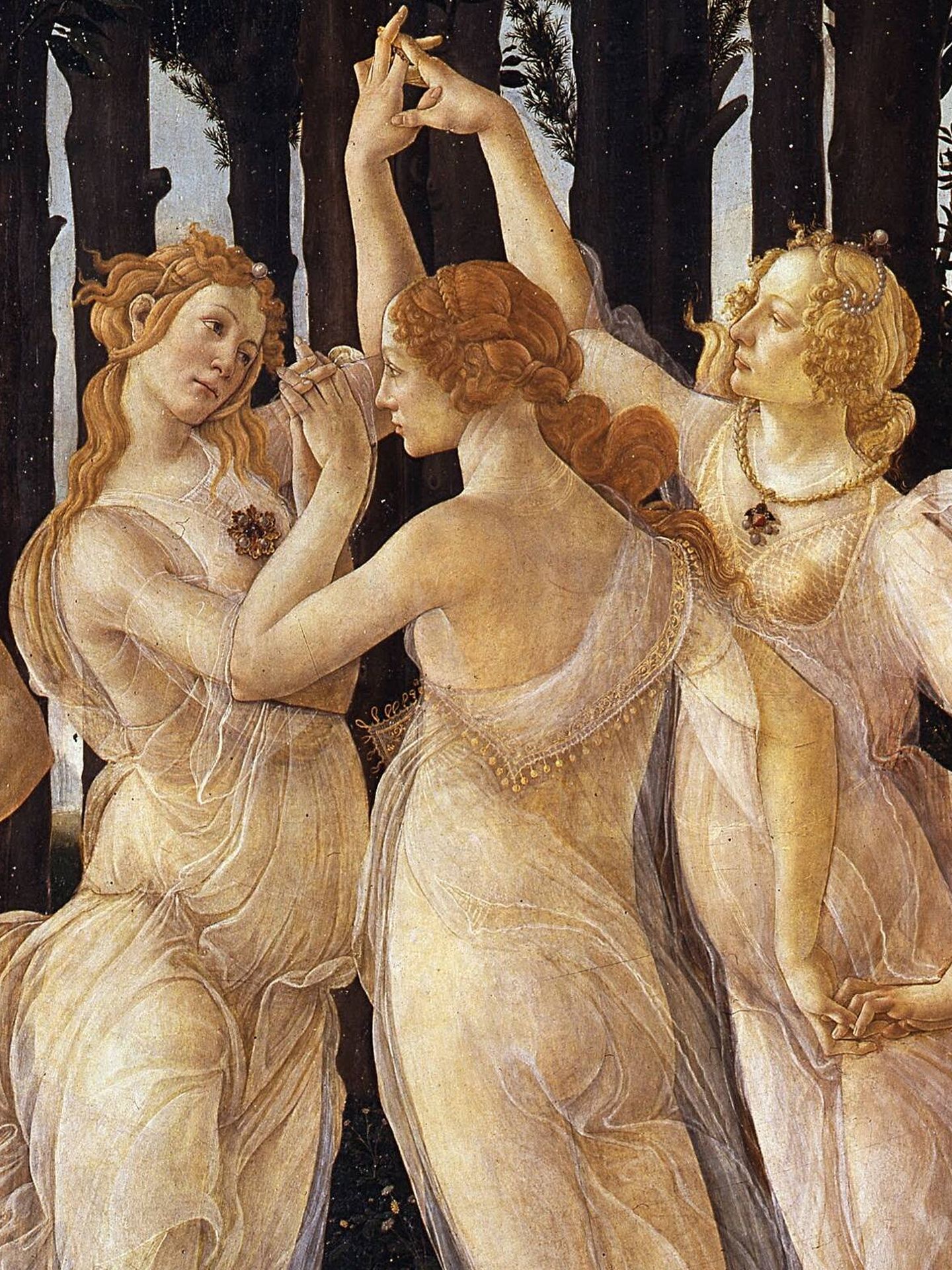 Las tres gracias dentro de 'La primavera' de Sandro Botticelli. 