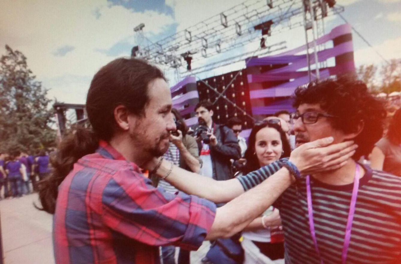 Iglesias y Carvajal durante el acto de Podemos