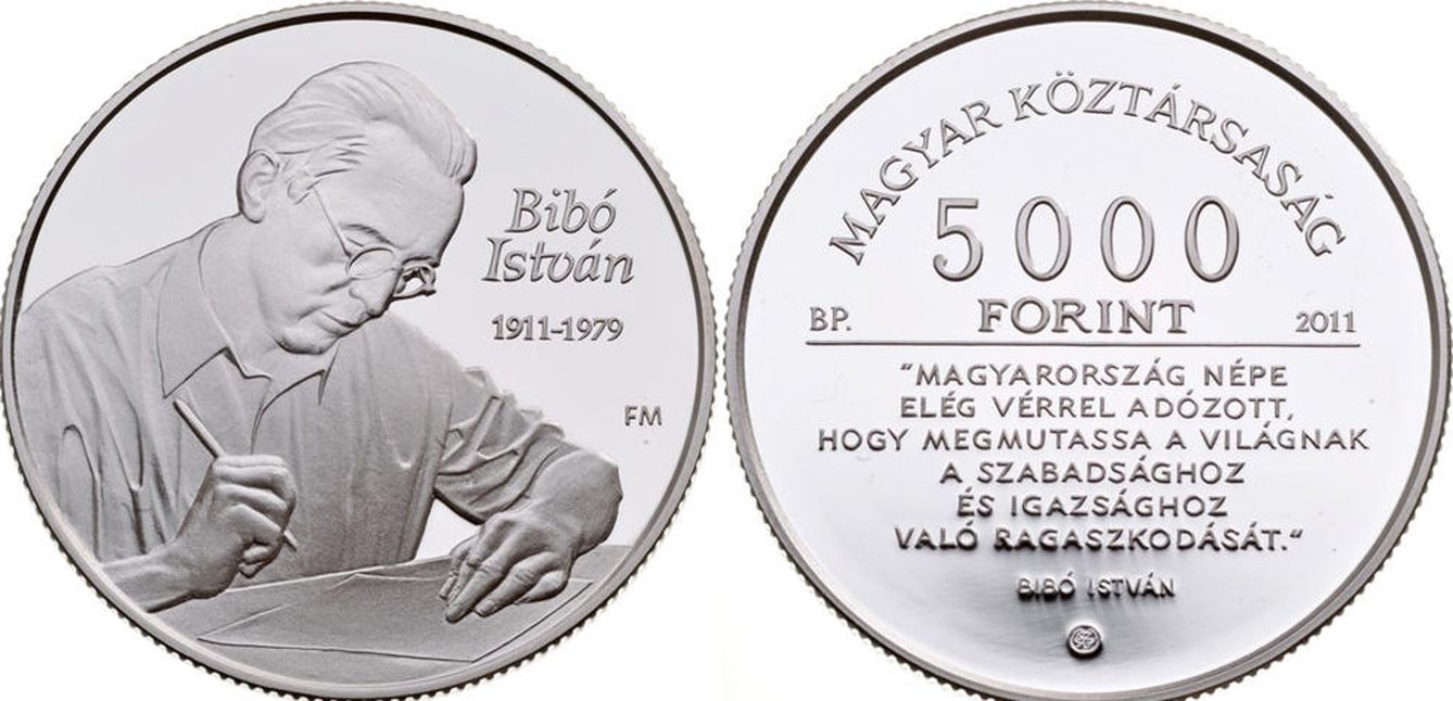 Monedas húngaras con la imagen de Istvan Bibo