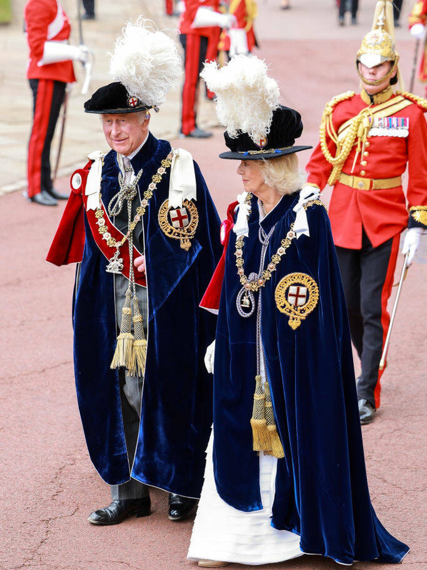 Carlos III y Camila llegan al castillo de Windsor. (Getty Images)