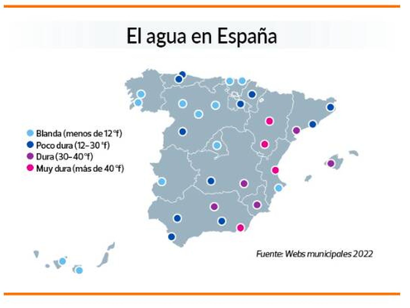 Mapa de la calidad y sabor del agua en España (OCU)