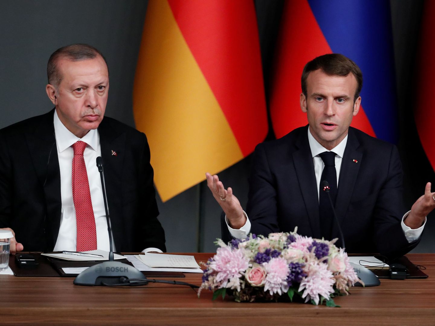 Recep Tayyip Erdogan y Emmanuel Macron. (Reuters)