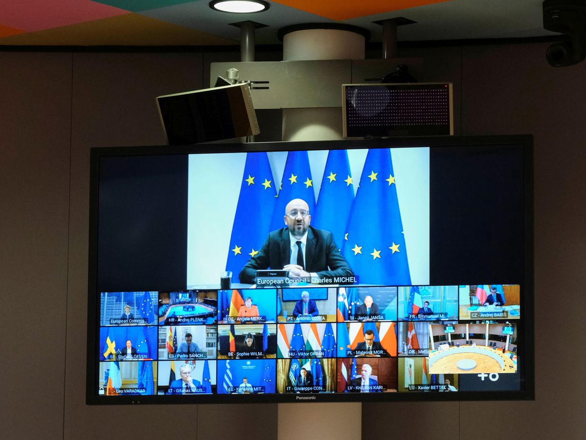 Foto: Una sesión del Consejo Europeo, con Charles Michel a la cabeza. (Reuters)