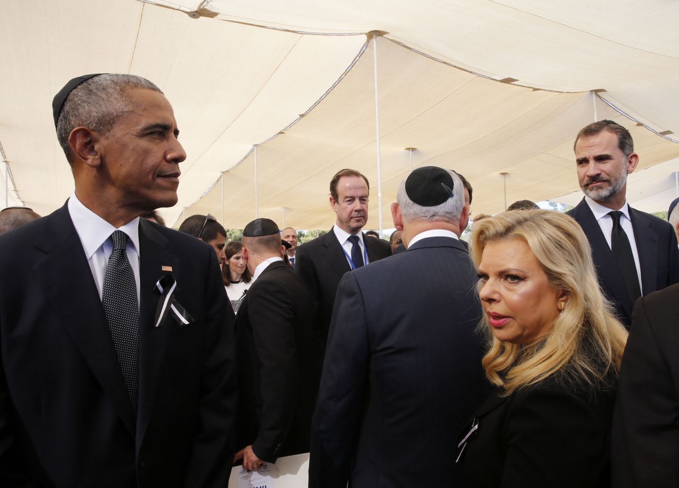 Barack Obama, Sara Netanyahu y Felipe VI. (EFE)