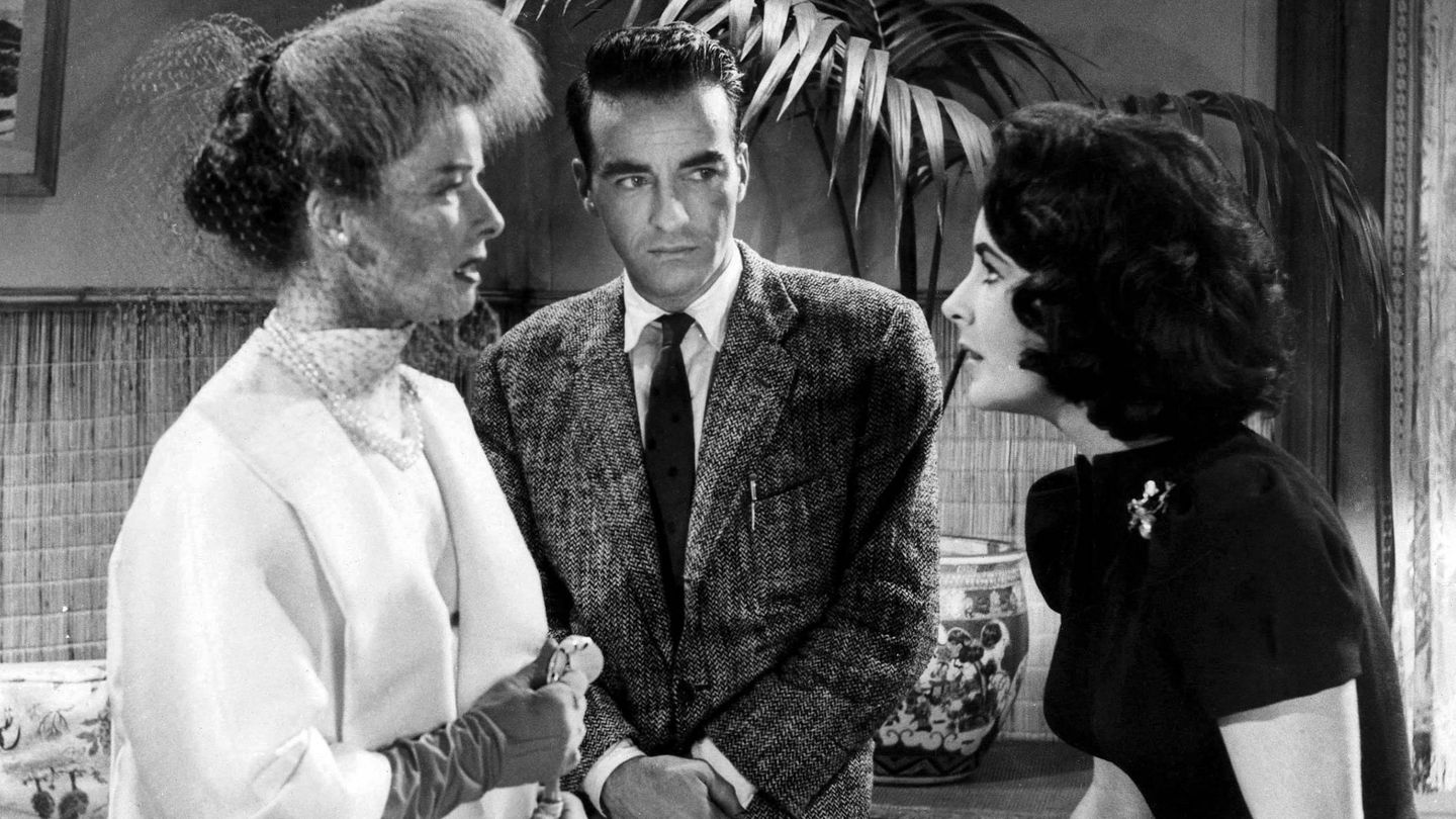El actor, junto a Katharine Hepburn y Elizabeth Taylor en el rodaje de 'De repente, el último verano'. (CP)