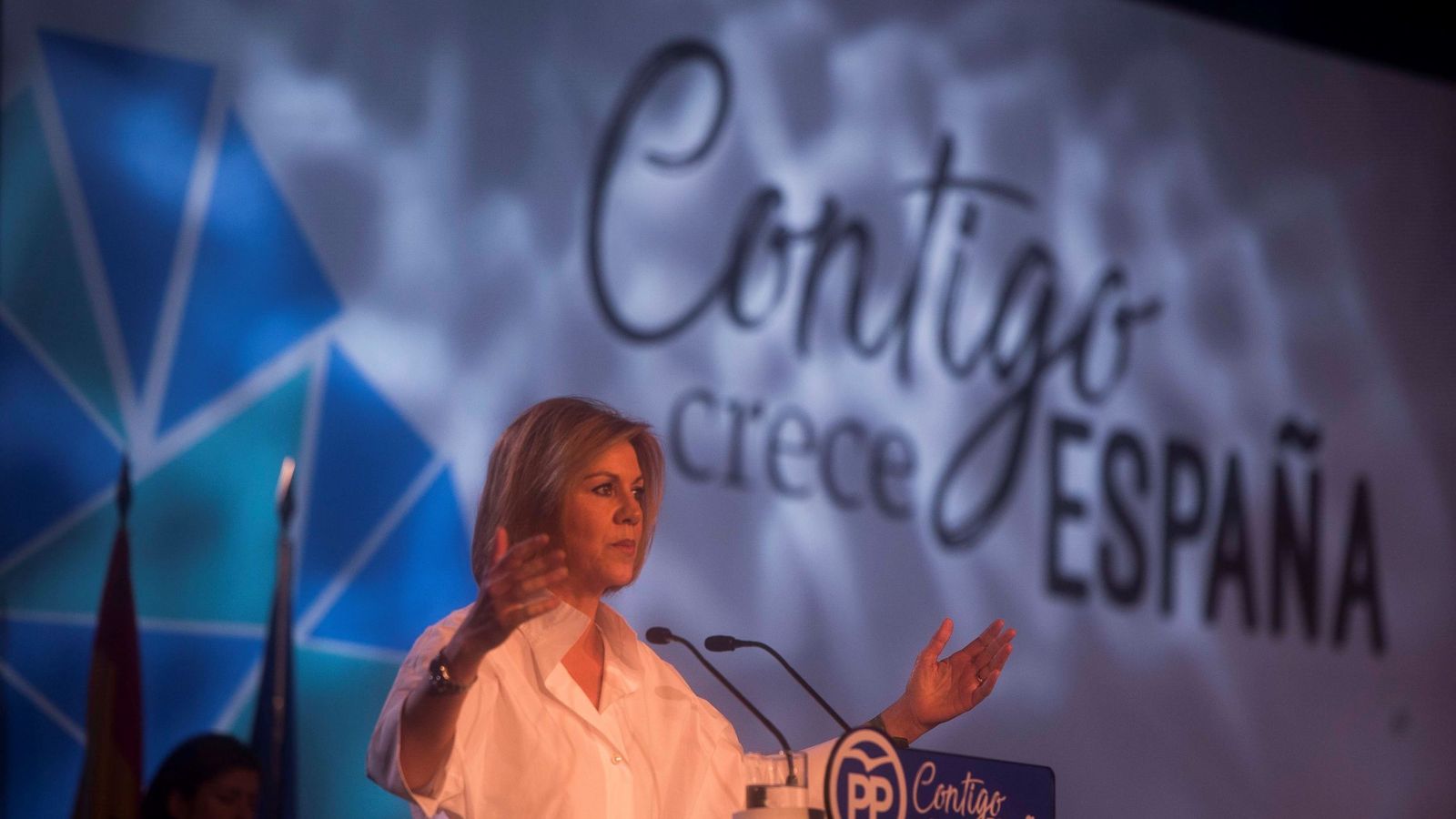 Foto: La secretaria general del Partido Popular, María Dolores de Cospedal, durante su intervención en la inauguración de la Convención Nacional del PP. (EFE)