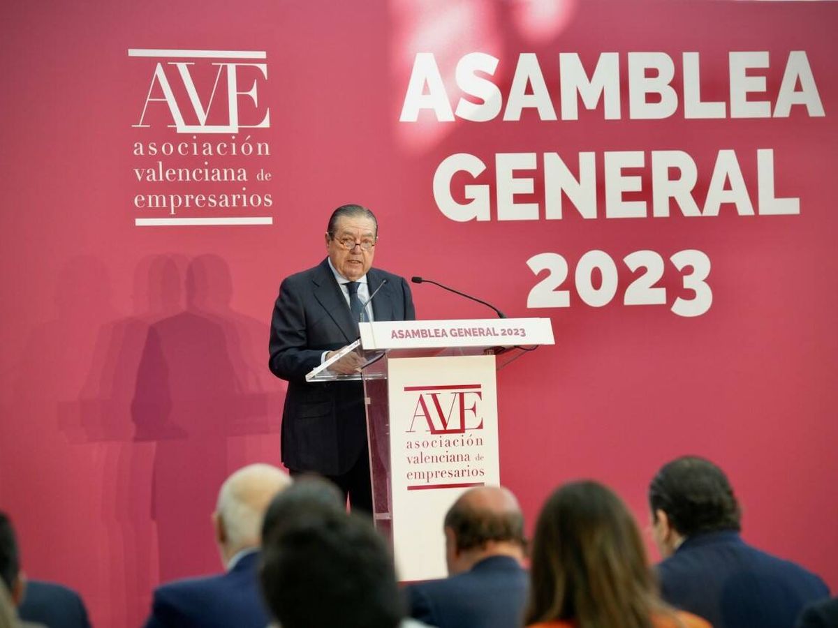 Foto: Vicente Boluda, en la clausura de la Asamblea de AVE de 2023. 