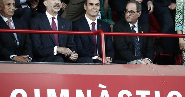 Foto: Quim Torra coincidió con el Rey y Pedro Sánchez en los Juegos del Mediterráneo. (EFE)