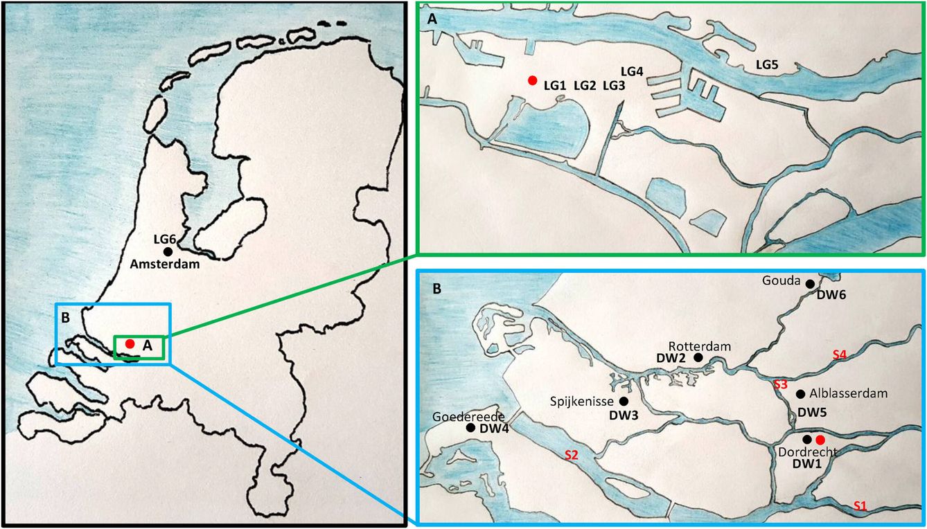 Localización de los puntos donde se detectó GenX en los Países Bajos. 