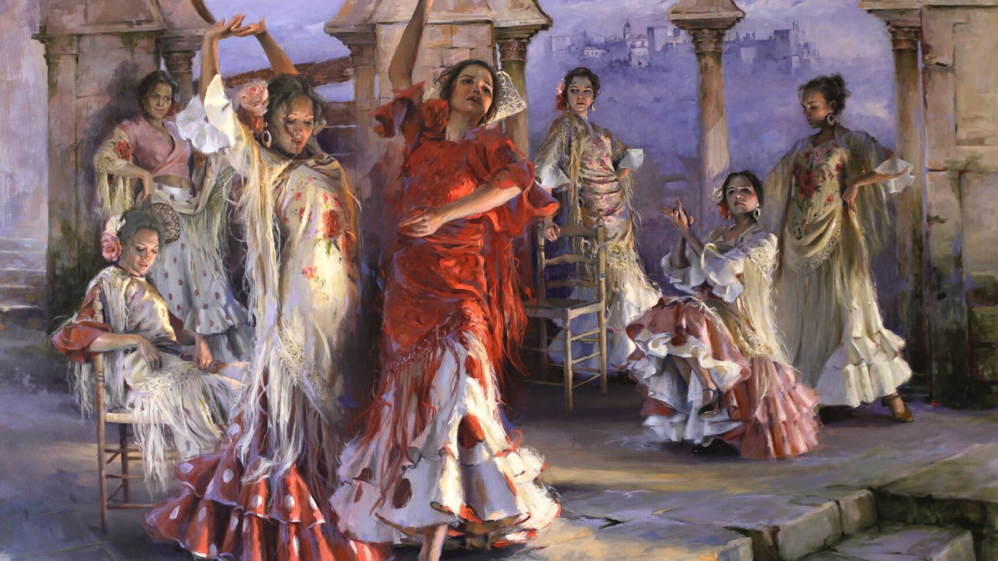 'Hijas del Albaicín', uno de los cuadros de su última exposición. (Cortesía)