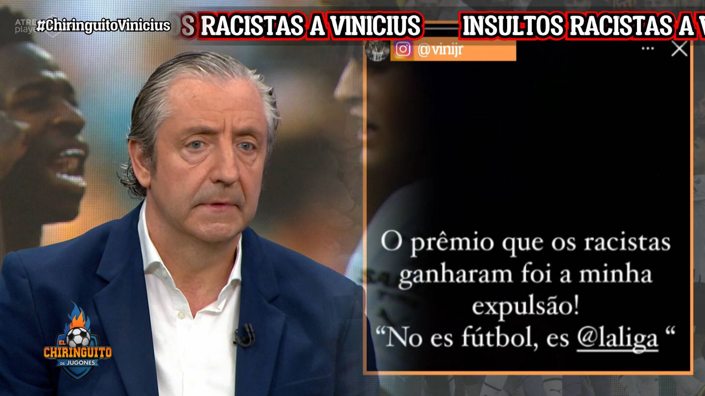 Josep Pedrerol, junto a una publicación de Vinícius. (Atresmedia)
