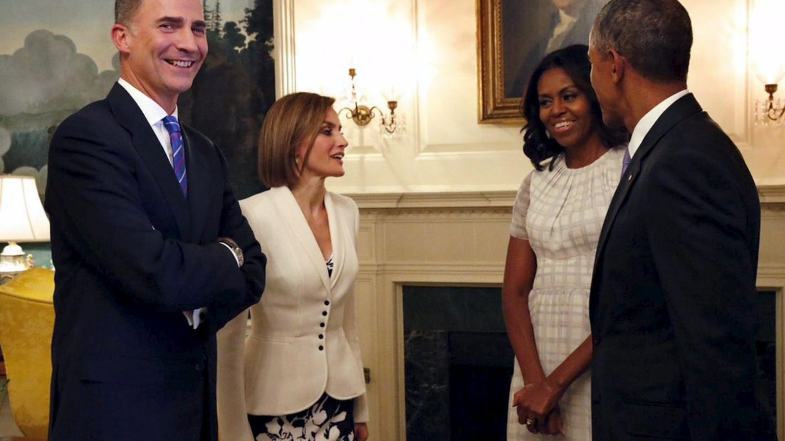 Foto: Los Reyes de España junto a Michelle y Barack Obama durante la visita a Estados Unidos. (Reuters)